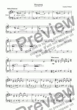 page one of Hosanna - easier Piano vers.