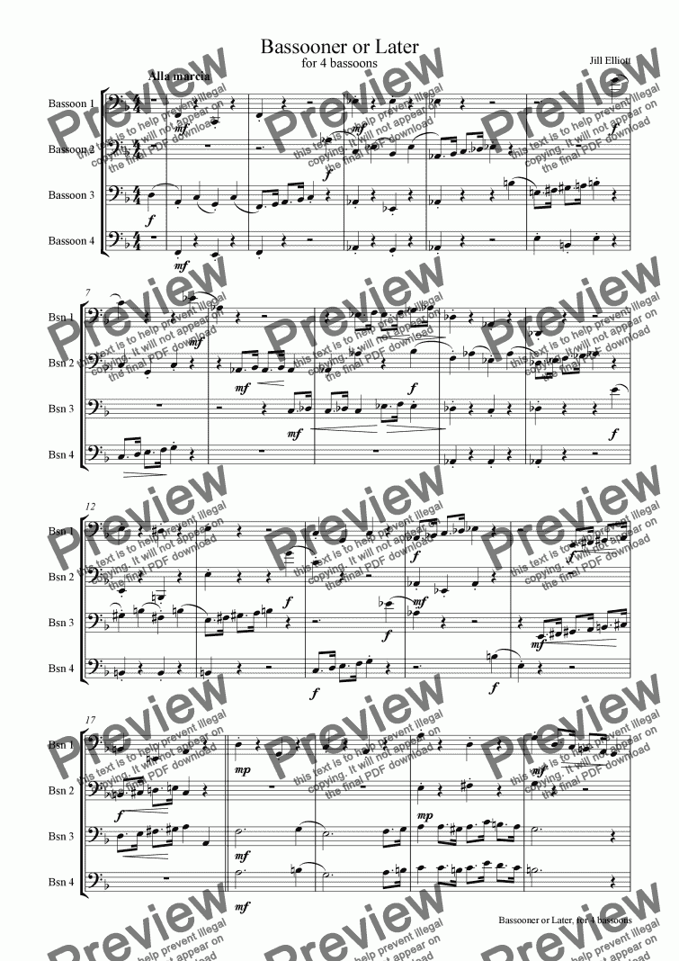 page one of Bassooner or Later (4 Bassoons)