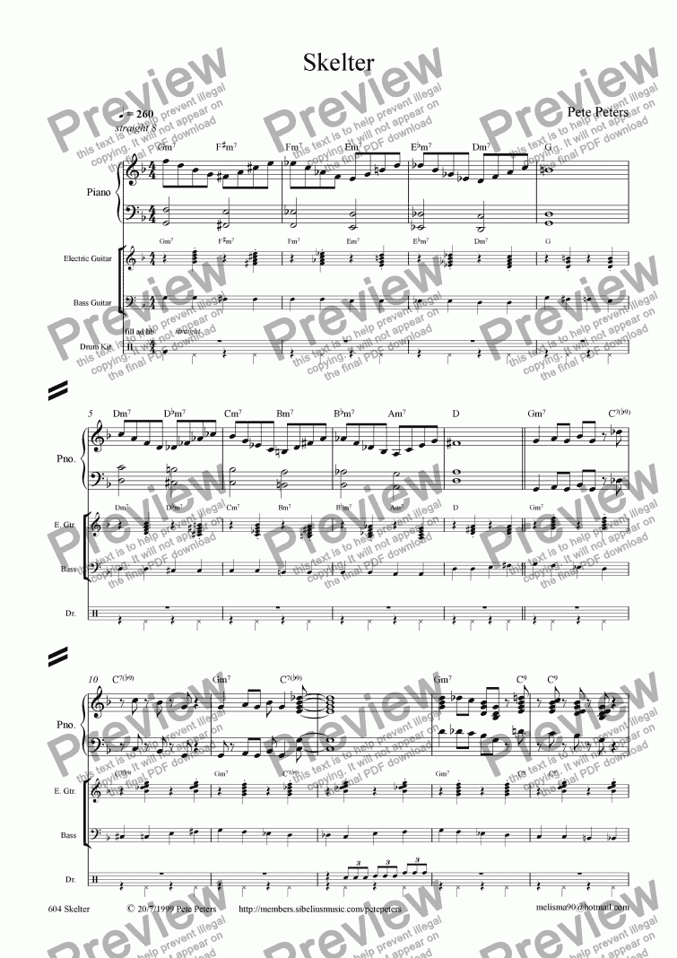 page one of Skelter {Jazz 4tet]