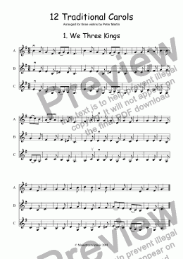 page one of Twelve Traditional Carols - Violin Trio