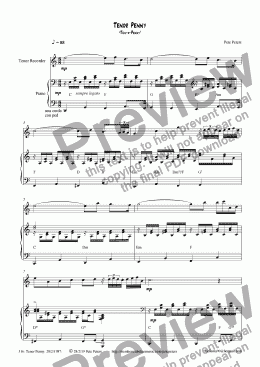 page one of Tenor Penny [recorder+piano]