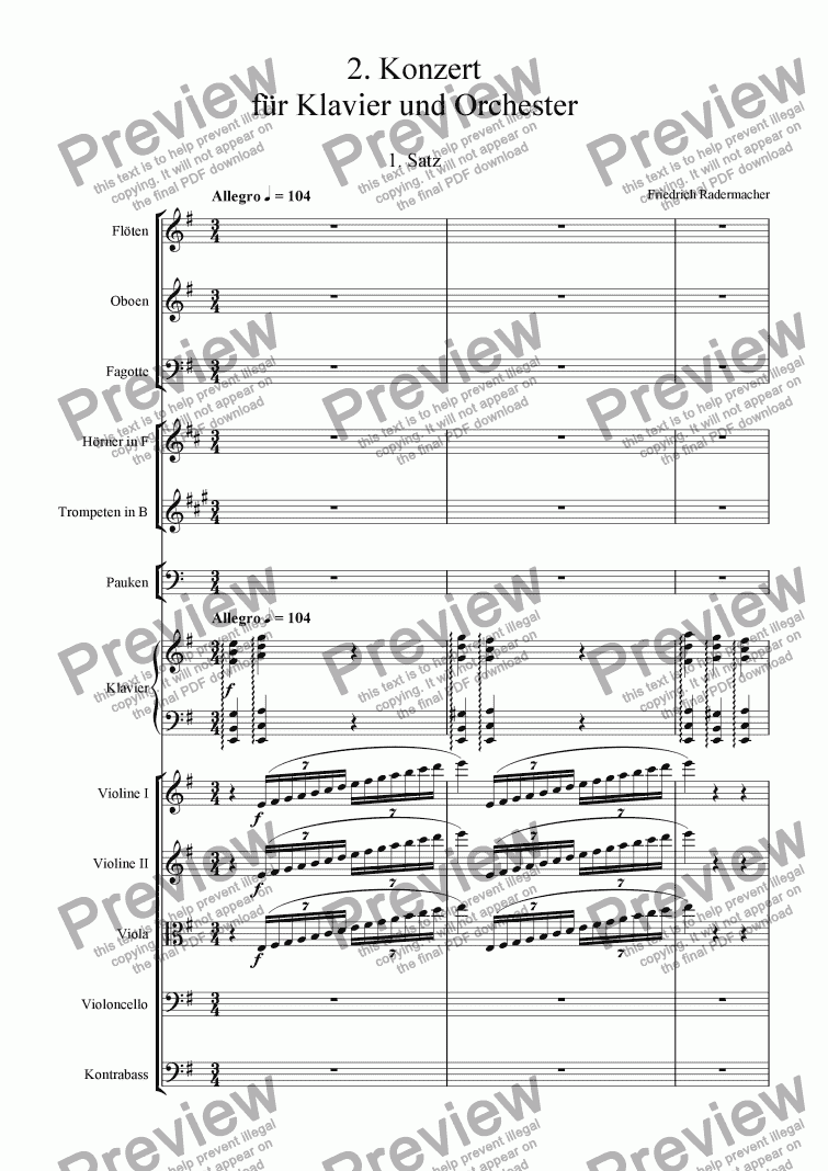 page one of 2. Konzert fuer Klavier und Orchester