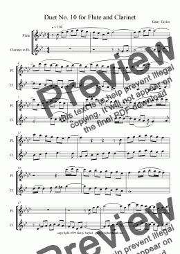 page one of Duet No. 10 for Flute and Clarinet