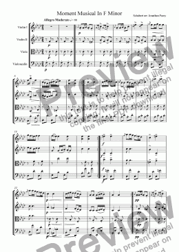 page one of Moment Musical In F Minor