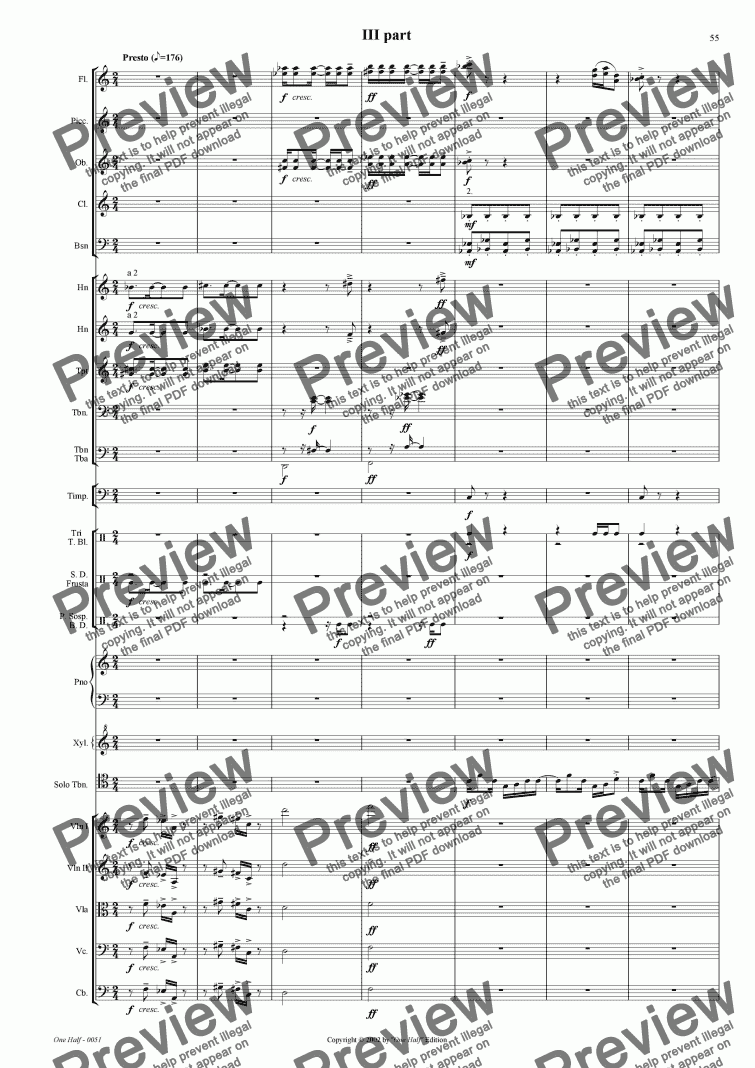 page one of Filip Pavlov - Trombone concerto No.2, 3rd part (orchestral score)