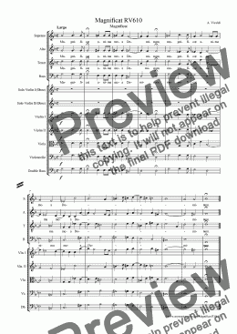 page one of Vivaldi Magnificat RV610 for Chorus and String Orchestra