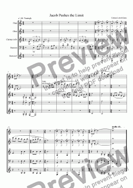 page one of Jacob Pushes the Limit (from Enchanted Moments) for Woodwind Quintet