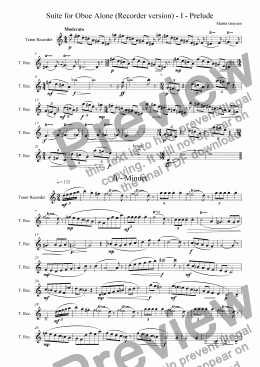 page one of Suite for Oboe Alone (Recorder version)