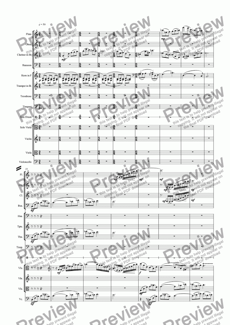 page one of 2nd Movement of the Concerto for Viola and Orchestra