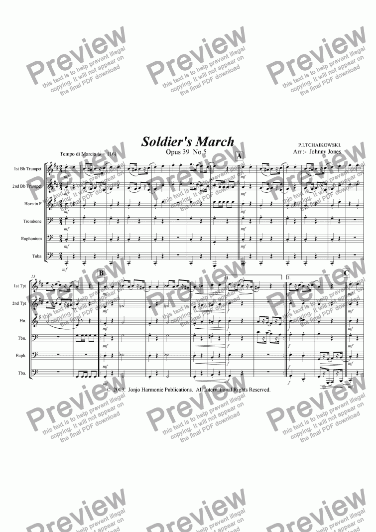 page one of Op39  No 5  Soldier's March  (School Brass 6+)