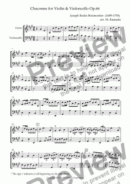 page one of Chaconne for Violin & Violoncello Op.66