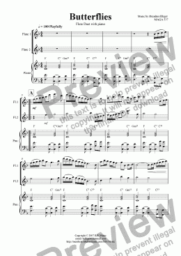 page one of Butterflies - Flute Duet with Piano [F]