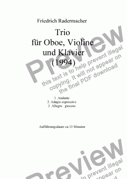 page one of Trio für Oboe, Violine und Klavier
