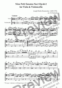 page one of Nine Petit Sonatas No.2 Op.66-2 for Viola & Violoncello