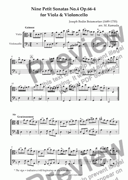 page one of Nine Petit Sonatas No.4 Op.66-4 for Viola & Violoncello