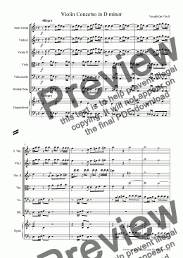 page one of Vivaldi Violin Concerto in D minor Op.9 No.8