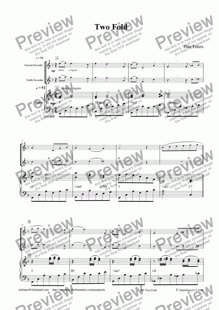 page one of Two Fold [Duet + Piano]