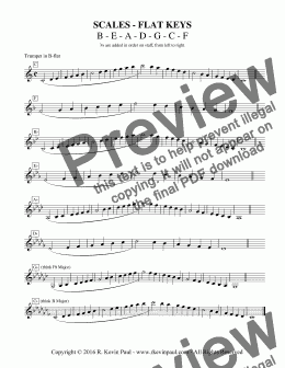 page one of Scale Sheet - Flat Keys - Advanced Range (Trumpet)