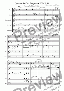 page one of !1.Movement of Mozarts fragment.quintet (completed)