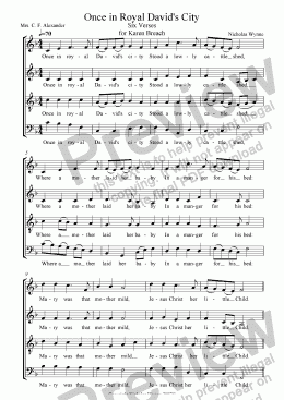 page one of Once in Royal David’s City for SATB