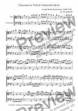 page one of Chaconne for Viola & Violoncello Op.66