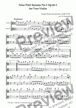page one of Nine Petit Sonatas No.1 Op.66-1 for Two Violas
