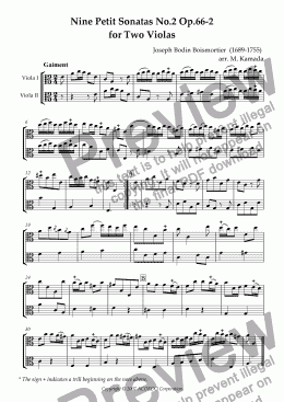 page one of Nine Petit Sonatas No.2 Op.66-2 for Two Violas