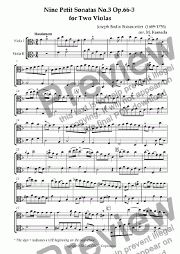 page one of Nine Petit Sonatas No.3 Op.66-3 for Two Violas
