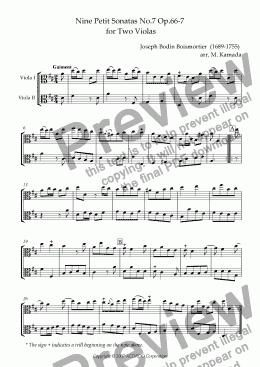page one of Nine Petit Sonatas No.7 Op.66-7 for Two Violas
