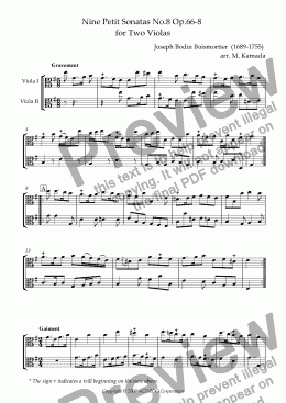 page one of Nine Petit Sonatas No.8 Op.66-8 for Two Violas