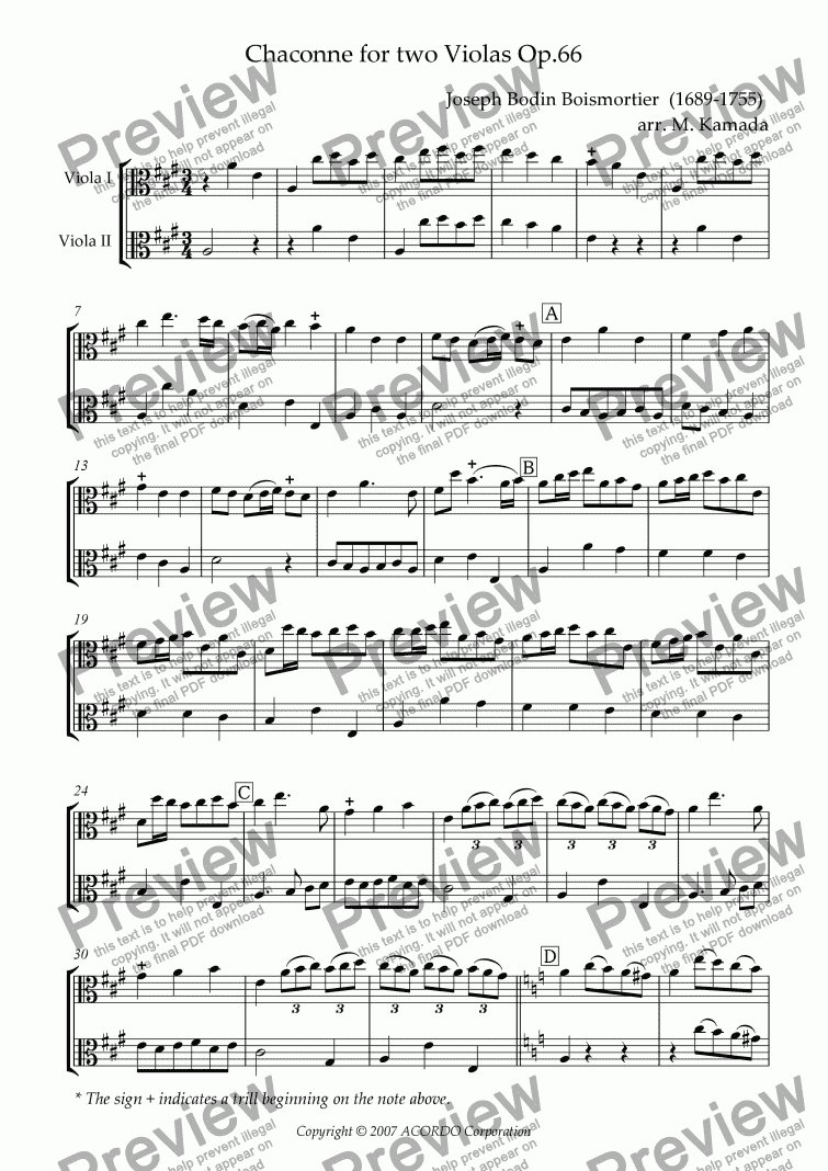 page one of Chaconne for Two Violas Op.66