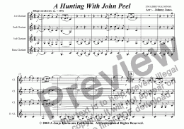 page one of A Hunting With John Peel  (Clarinet quartet)