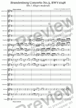 page one of BRASS BAND - Brandenburg Concerto No.3, 1st mvt.