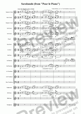 page one of BRASS BAND - Sarabande from 'Pour le Piano'