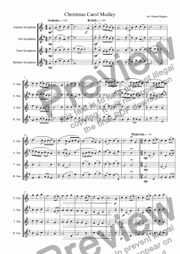 page one of Christmas Carol Medley (Saxophone Quartet) (2007)