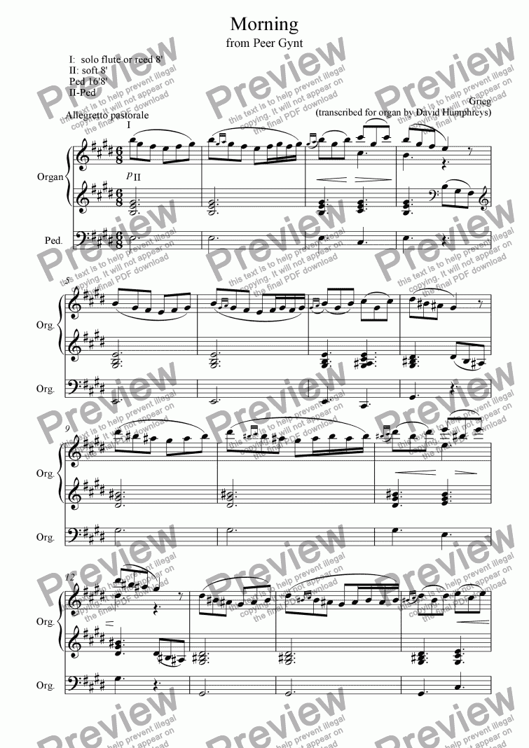 page one of Morning (from Peer Gynt)