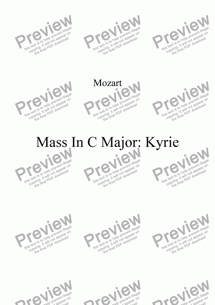 page one of Mozarts Mass In C Major: Kyrie