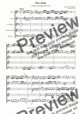 page one of Two Arias for Oboe Consort