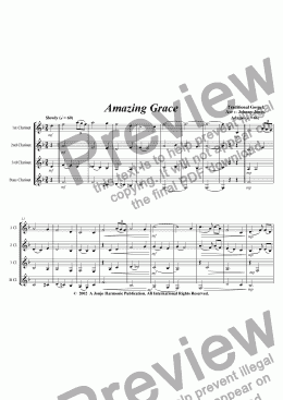 page one of Amazing Grace   (Clarinet Quartet)