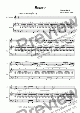 page one of Bolero   (Bb Clarinet and Piano)