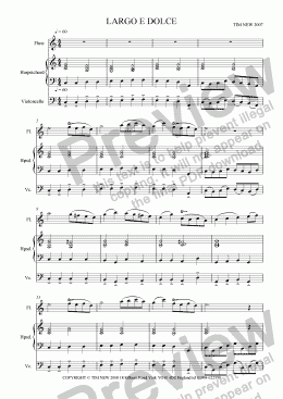 page one of Largo e Dolce for flute and piano