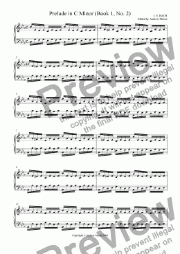 page one of Prelude in C Minor (Book 1, No 2)