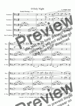 page one of O Holy Night (Trombone Quintet)