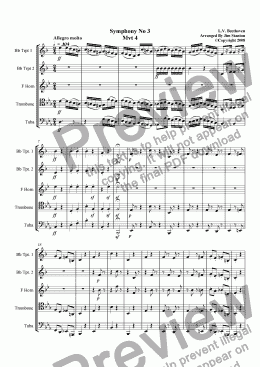 page one of Beethoven - Symphony No 3 Mvt 4 - for Brass Quintet