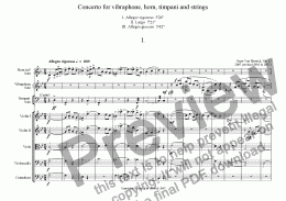 page one of Concerto for vibraphone, horn, timpani and strings - I Allegro vigoroso