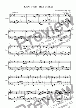 page one of I Know Whom I Have Believed - Solo Piano