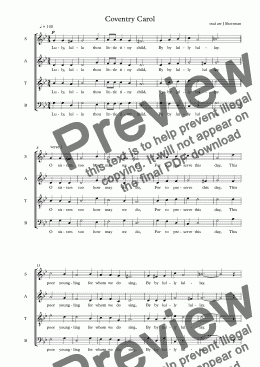 page one of Coventry Carol - SATB, trumpet duo & descant