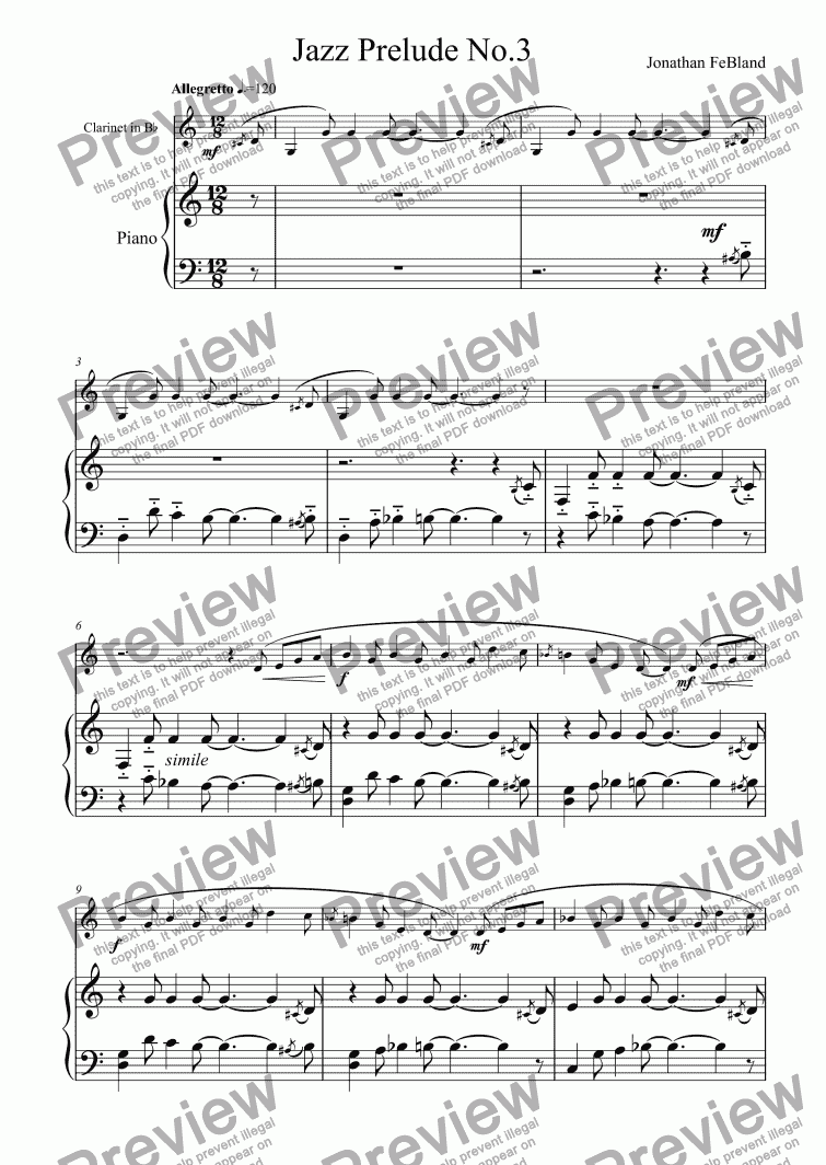 page one of Jazz Prelude No.3