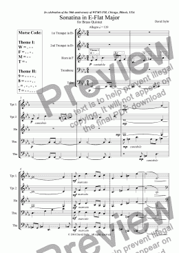 page one of Sonatina in E-Flat Major for Brass Quintet
