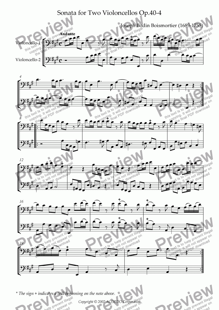 page one of Sonata (Duet) for Two Violoncellos Op.40-4